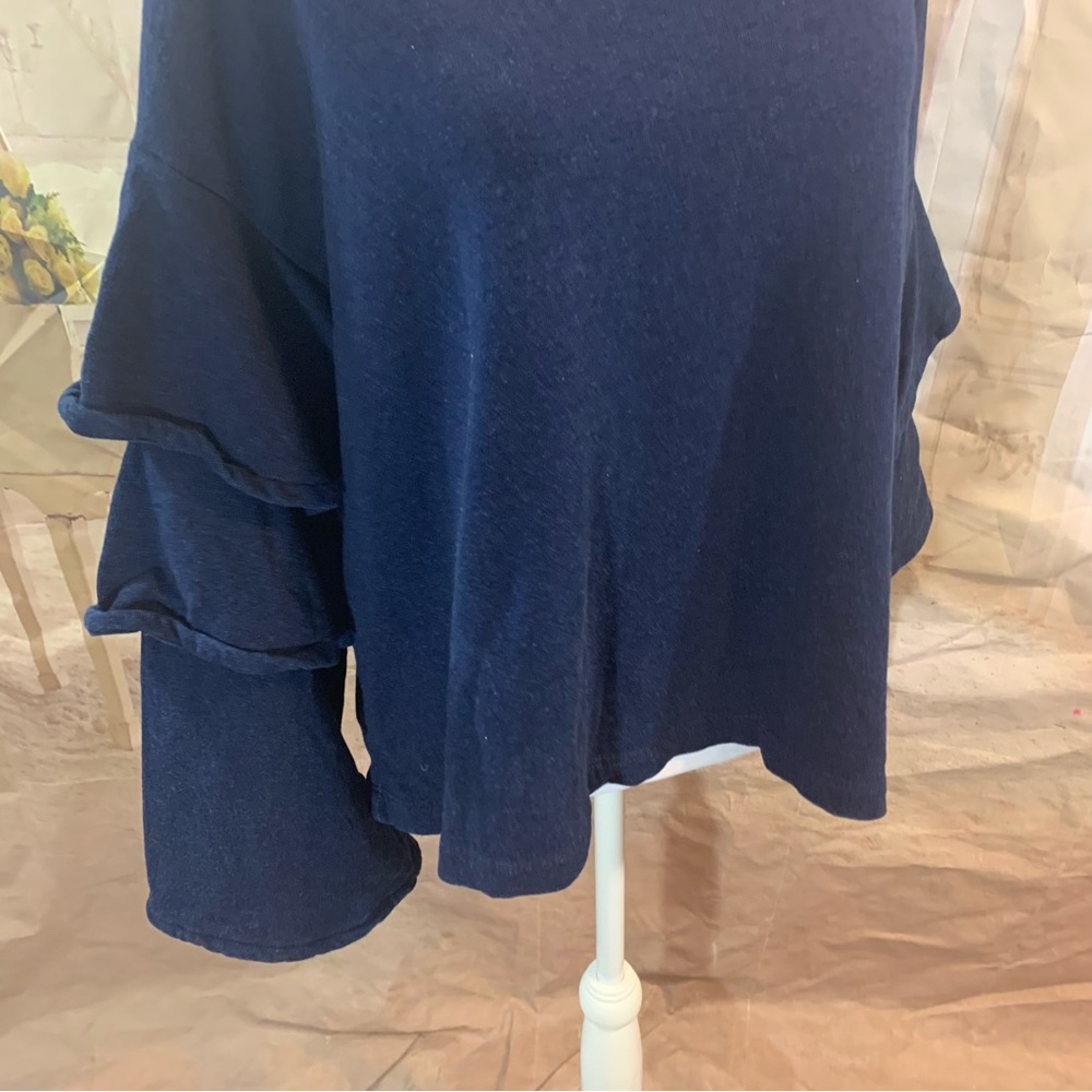 AG Goldschmied Chambray Cutout Ruffle Sweatshirt - Picture 8 of 11